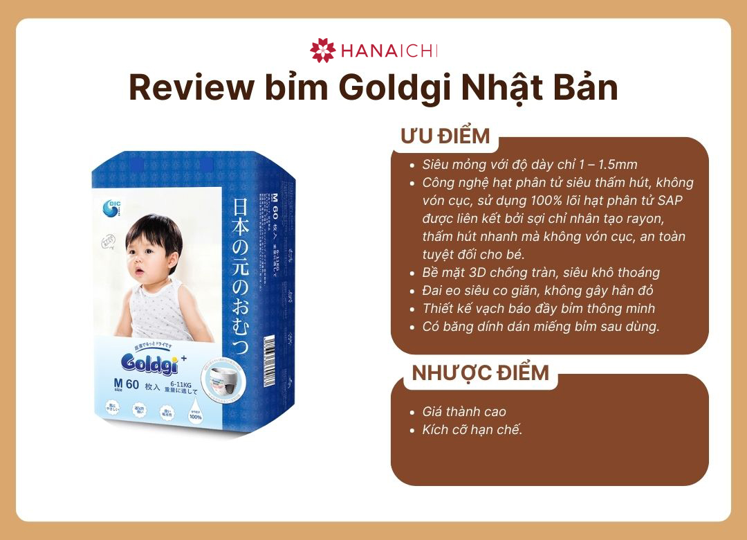 Ưu, nhược điểm của bỉm Goldgi Nhật Bản