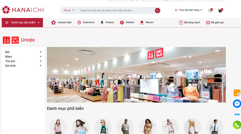 Giao diện Uniqlo trên Hanaichi