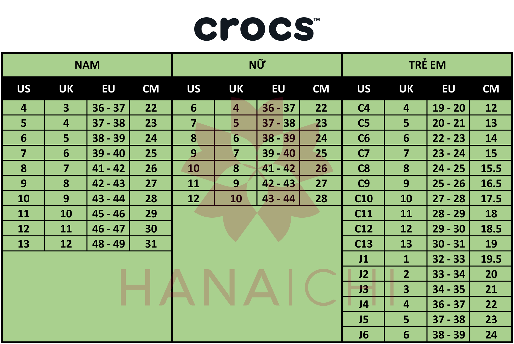 crocs c6 in cm