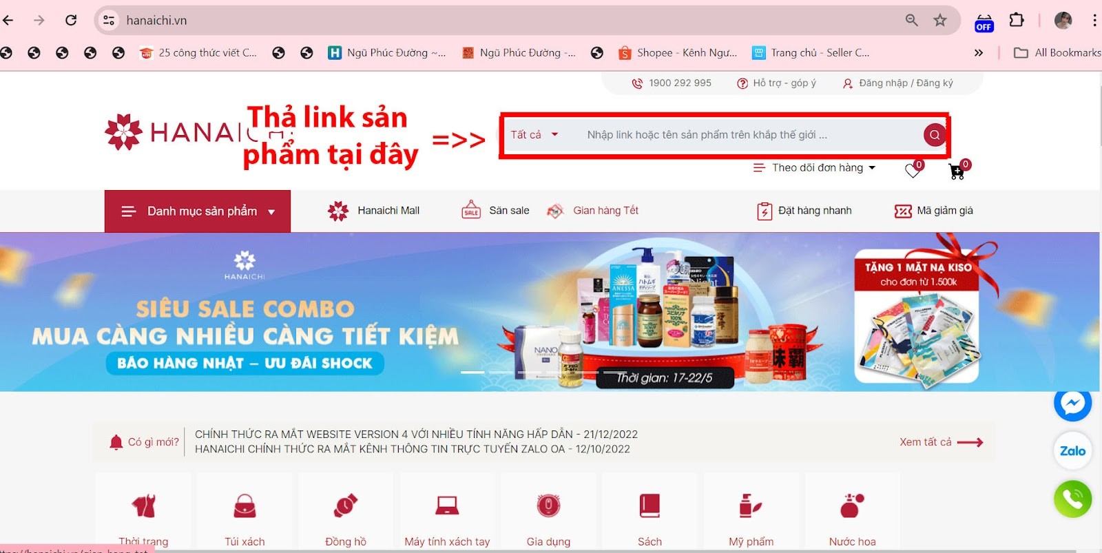 Website Hanaichi.vn - mua hộ hàng Nhật