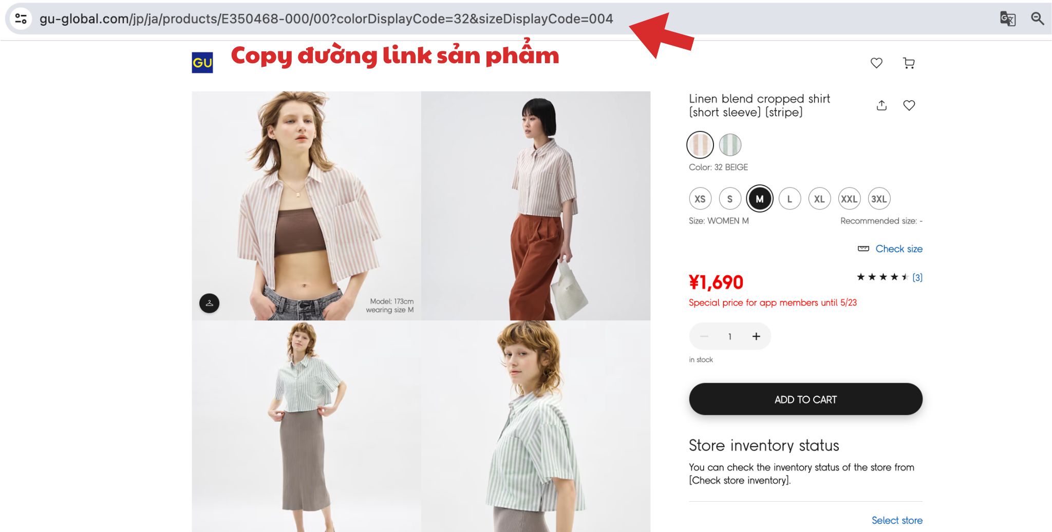 Copy đường link sản phẩm bạn cần mua.