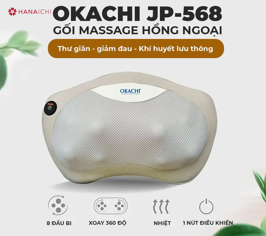 Gối massage có sưởi ấm Massage Shiatsu OKACHI JP-568