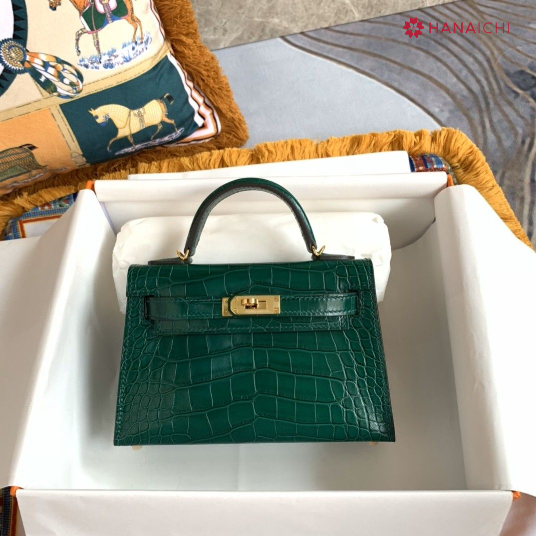 Mẫu túi Hermes Kelly Green Crocodile 