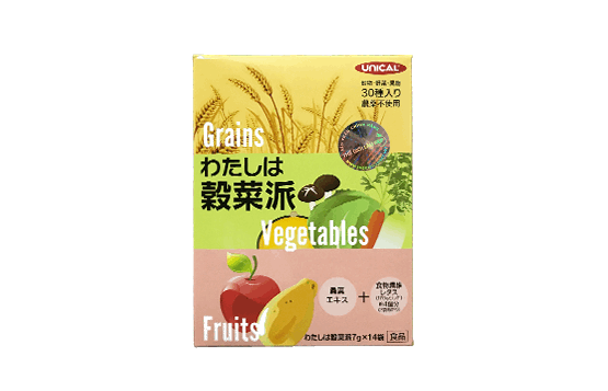 Ngũ cốc Nhật Unical Grains Vegetables Fruits chứa đến 30 loại trái cây rất giàu dinh dưỡng.