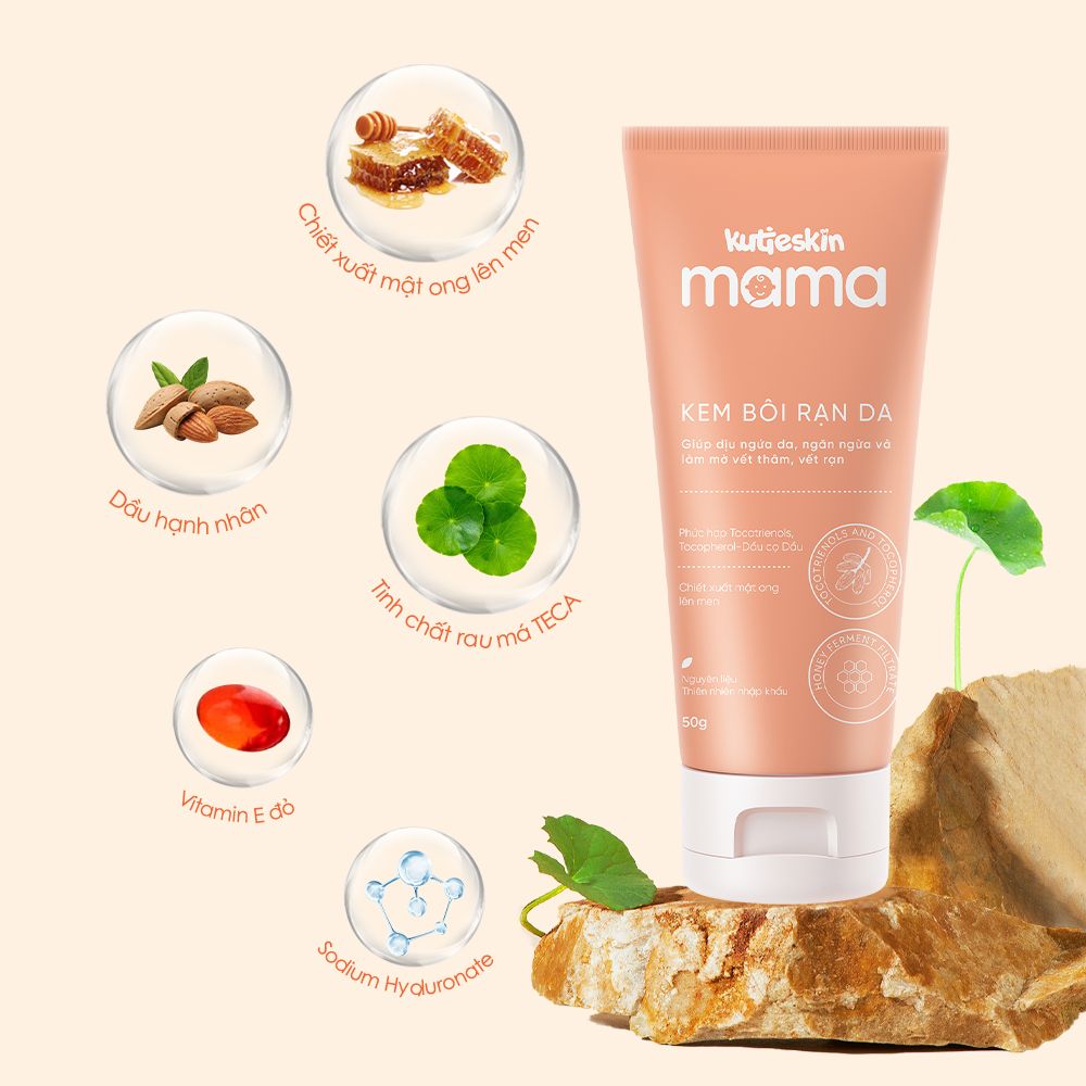 Kem bôi rạn da Kutieskin Mama là sản phẩm an toàn, lành tính và dịu nhẹ cho da mẹ bầu.
