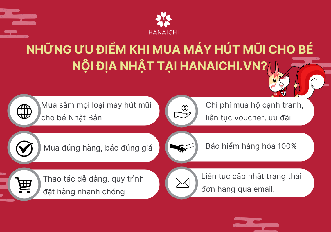 Hanaichi - Địa chỉ uy tín giúp bạn mua máy hút mũi trẻ em nội địa Nhật