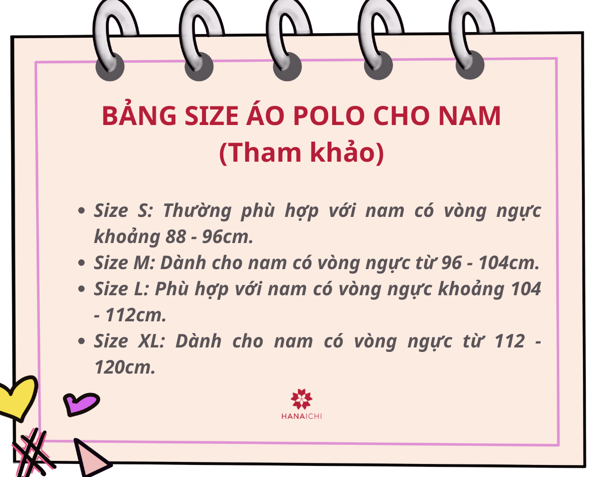 Bảng size áo polo cho nam 