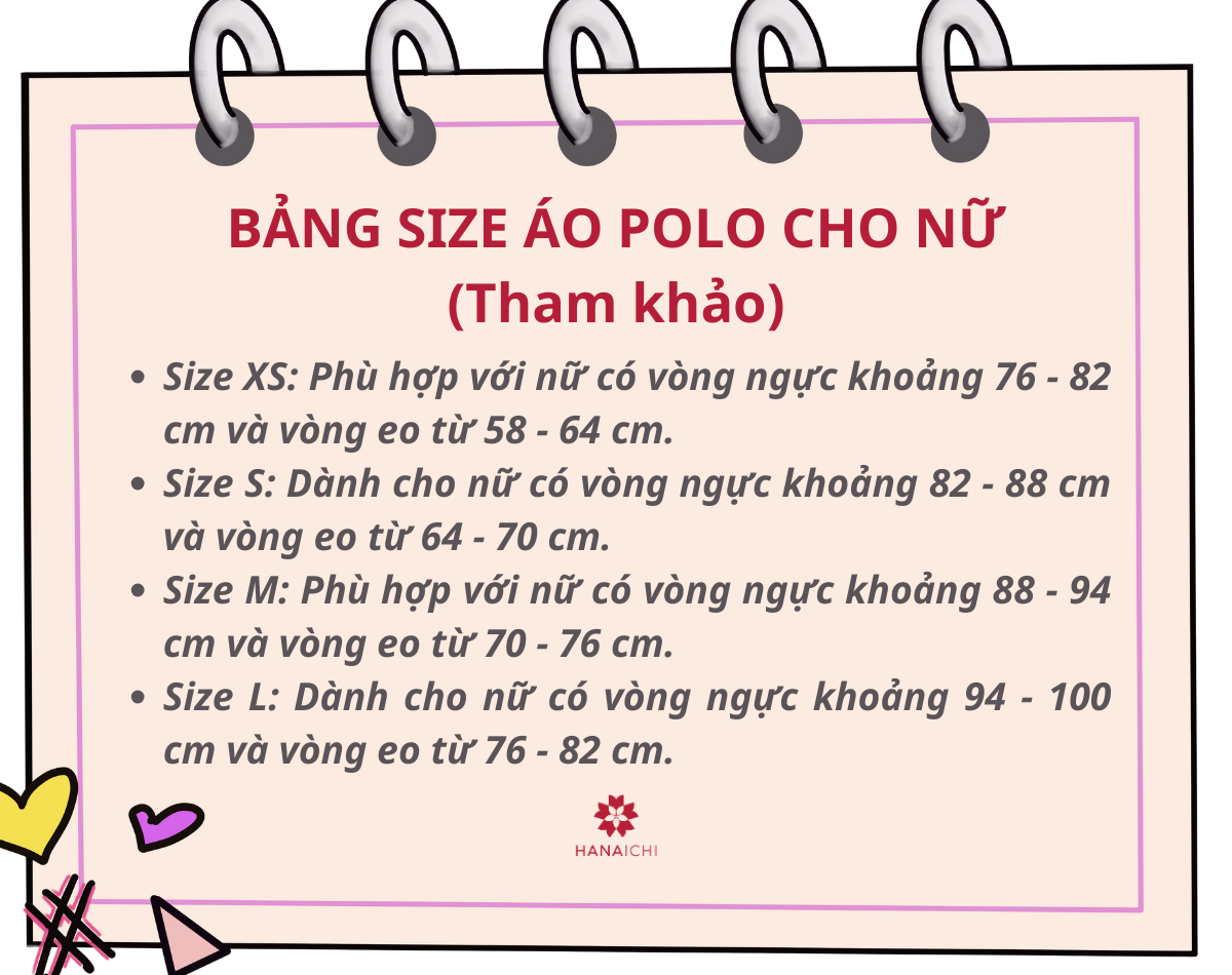 Bảng size áo polo cho nữ (Tham khảo)