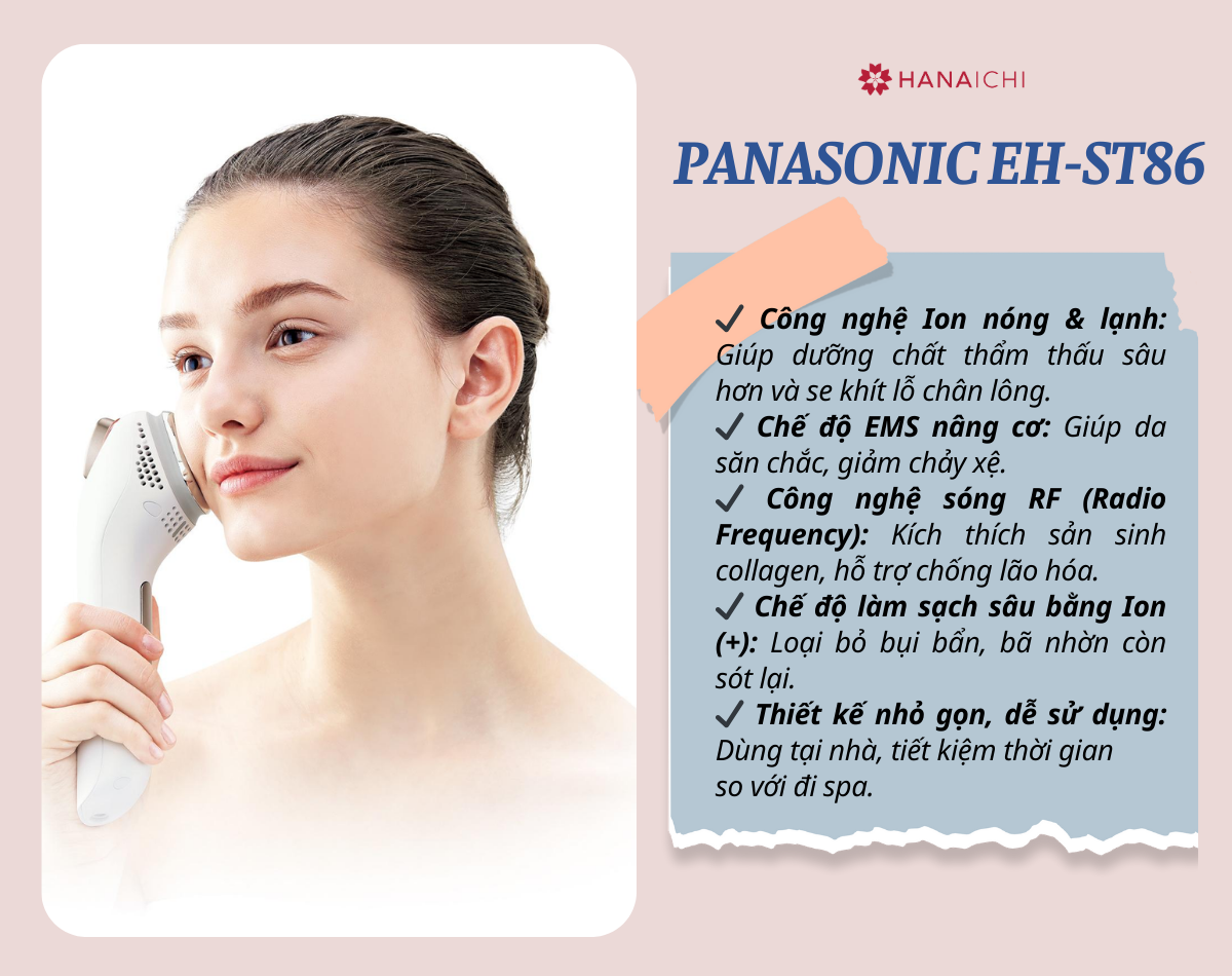 Máy massage mặt ion Panasonic EH-ST86 phù hợp với mọi loại da