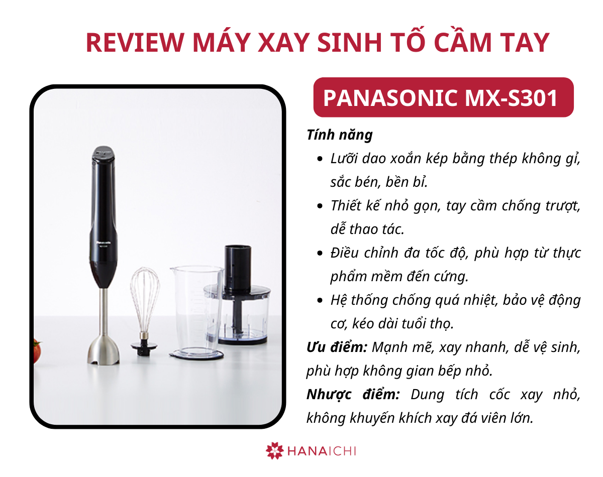 Máy xay sinh tố cầm tay Panasonic MX-S301 – Nội địa Nhật