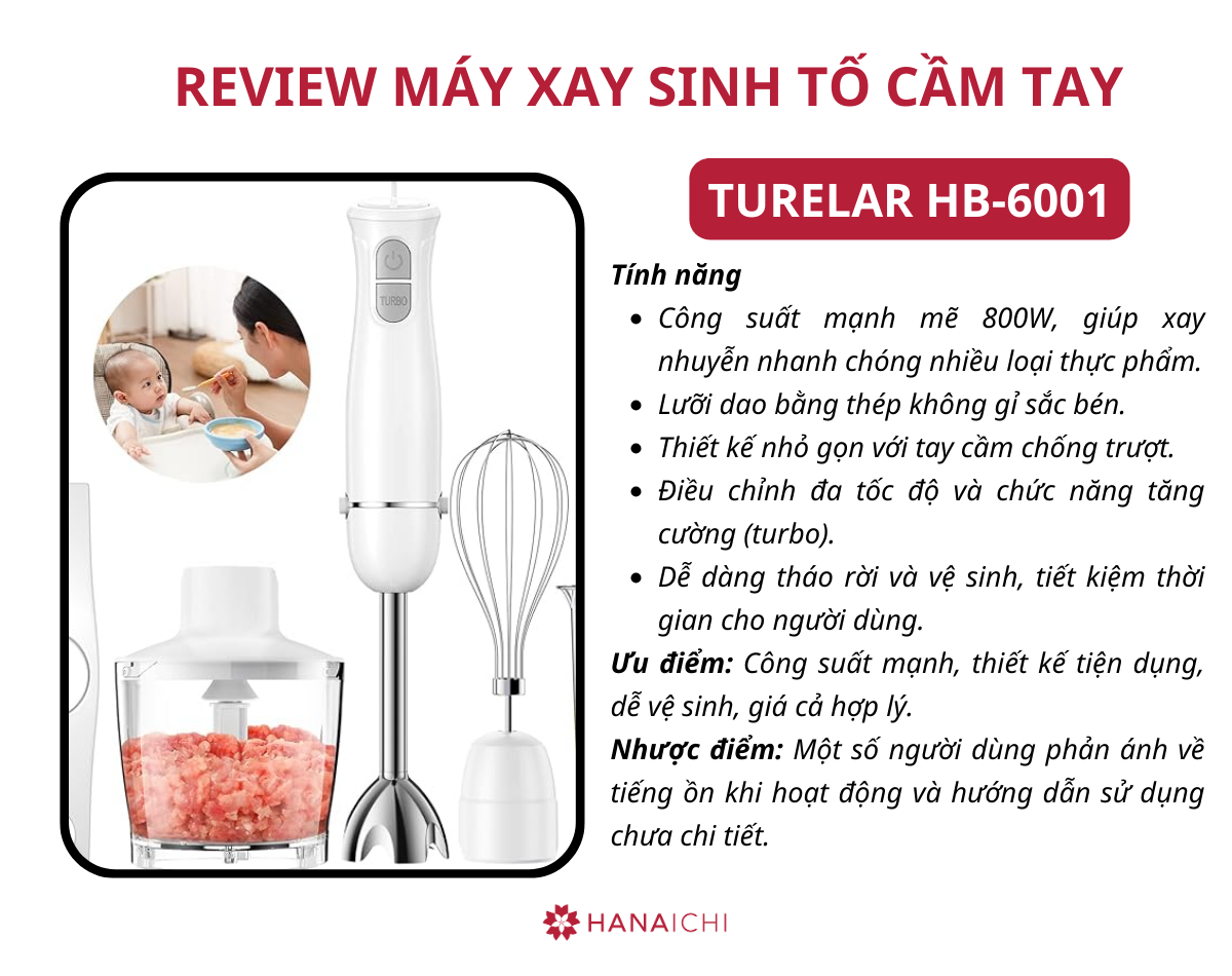 Máy xay sinh tố cầm tay Turelar HB-6001