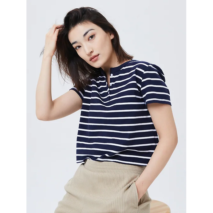 Áo phông cài khuy GAP mã 810785-Navy stripe size XS
