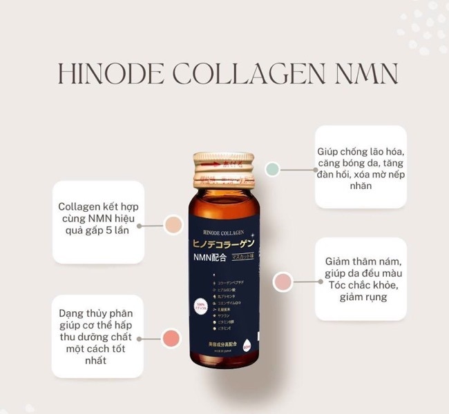 Hinode Collagen giúp chống lão hóa, căng bóng da, tăng đàn hồi, xóa mờ nếp nhăn